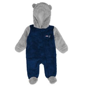 Infants New England Patriots Game Day Nap Teddy Fleece Bunting Full Zip Sleeper